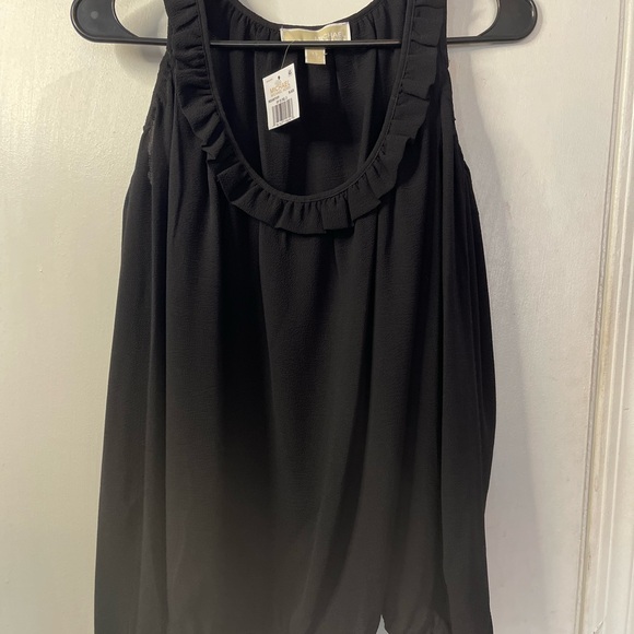 Michael Kors Black Ruffle Cold Shoulder Blouse - Picture 3 of 3